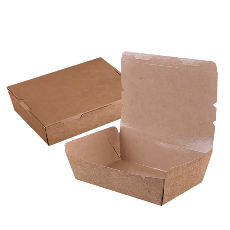 Hot Cold Food Biodegradable Brown Kraft Paper Lunch Box with Lid