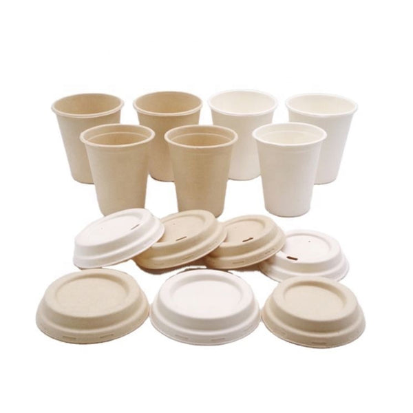 Biodegradable High Quality Bamboo Fiber Pulp Sugarcane Cups and Lids - Fastfoodpak