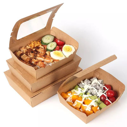 Recycle Brown Kraft Paper Lunch Box Kraft Lunch Box Food Take Away Box –  Fastfoodpak