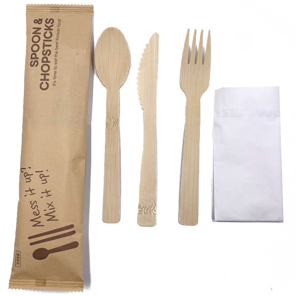 Wholesale Ecological Heat Resistant Disposable Natural Bamboo Cutlery Sets - Fastfoodpak