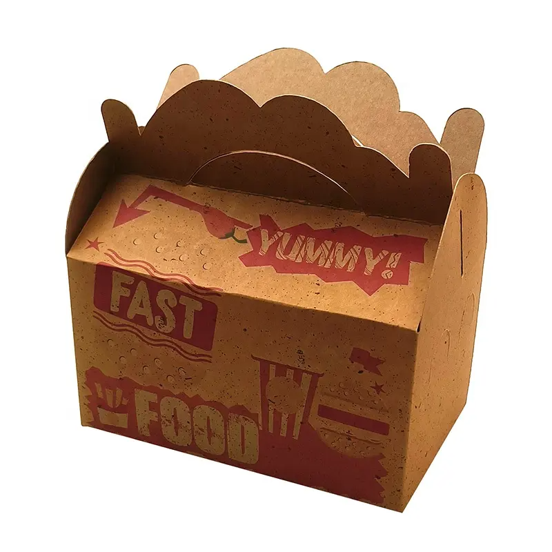 Boîte d'emballage de poulet frites à emporter de carton de conception de logo personnalisé