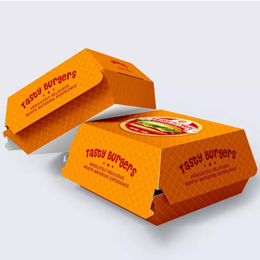 Caja de hamburguesa de cartón de papel corrugado para llevar de comida rápida respetuosa con el medio ambiente personalizada