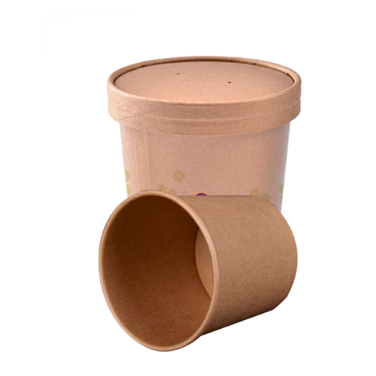 Logo Printed Wholesale Take away Kraft Paper Rice Water Soup Bowls Containers