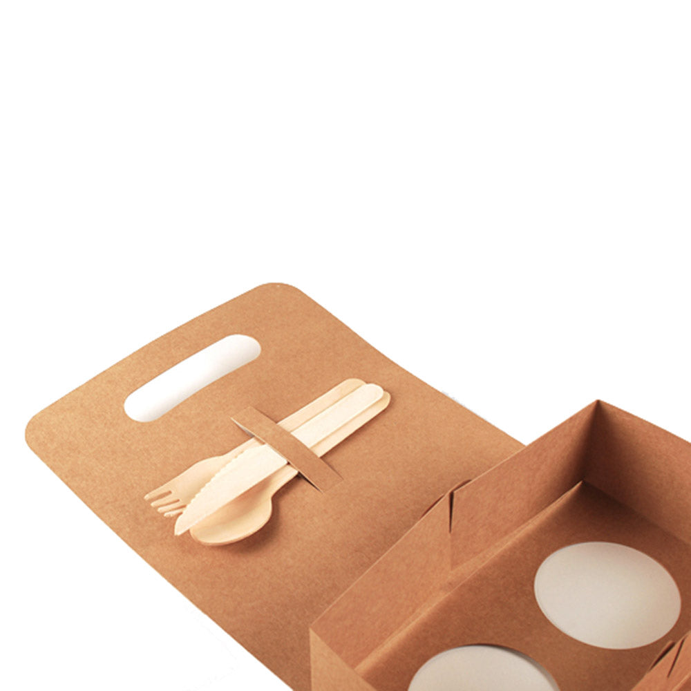 Caja de comida para llevar de embalaje de alimentos de papel Kraft con logotipo personalizado para bebidas de café