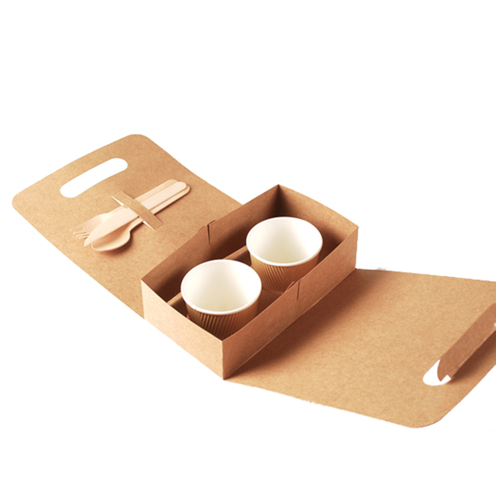 Boîte à emporter d'emballage alimentaire en papier kraft avec logo personnalisé pour boissons au café