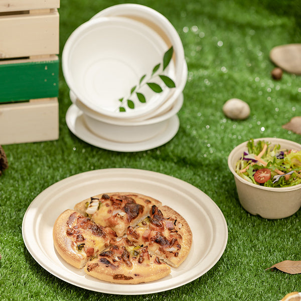 Biodegradable Natural Bagasse Pulp Dishes Tableware Disposable Food Plate - Fastfoodpak