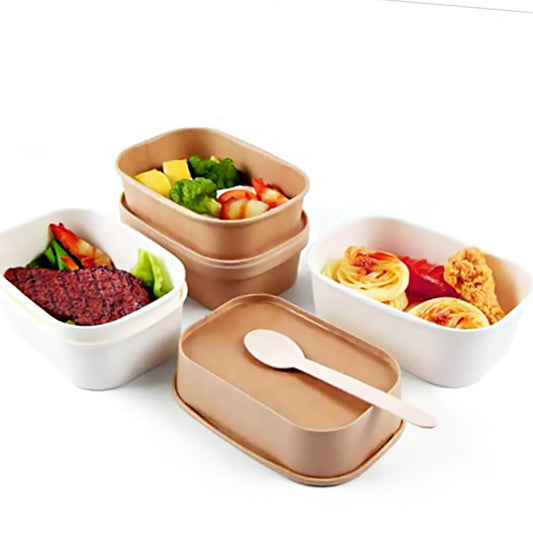 20pcs Kraft Paper Lunch Box Disposable Meal Prep Containers Food Takeout  Boxes for Restaurant Home (1080ml)