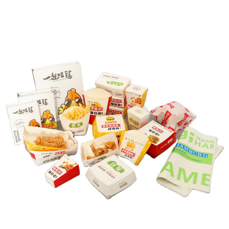 Emballage recyclable de frites d'hamburger de sac de carton avec la boîte de papier rapide à emporter de logo