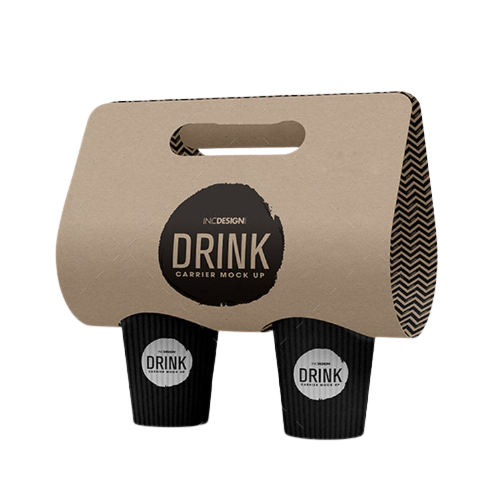Custom Printed Compostable Eco Friendly Take Away Ripple Paper Cup Carrier