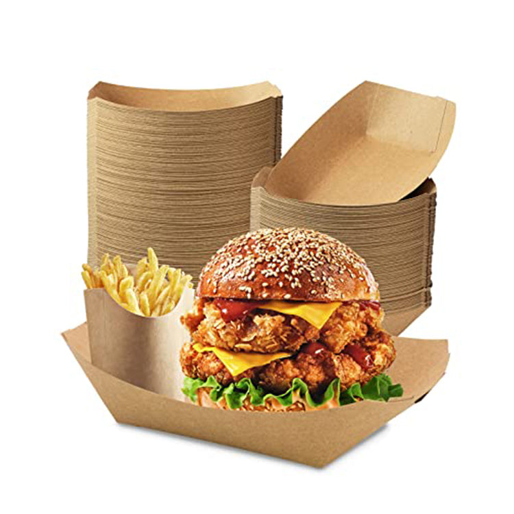 Poulet frit en gros Chips Hamburger Emballage alimentaire Bac à papier kraft jetable