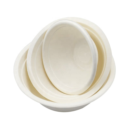 Cuencos de papel calientes blancos biodegradables respetuosos del medio ambiente de la ensaladera del tamaño de encargo