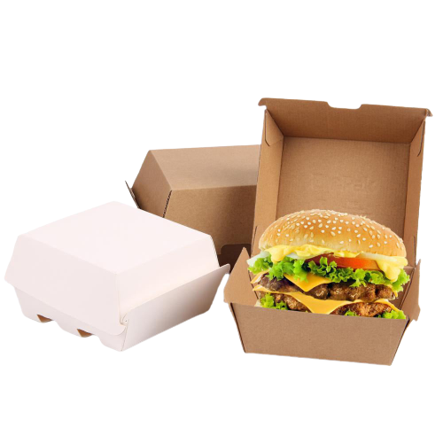 Caja de hamburguesa de cartón de papel corrugado para llevar de comida rápida respetuosa con el medio ambiente personalizada