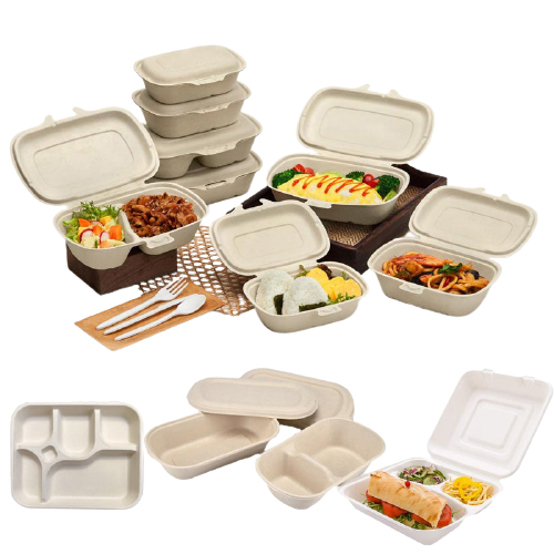 Biodegradable To Go Containers Food Eco Friendly Disposable Sugarcane Bagasse Pulp Lunch Containers