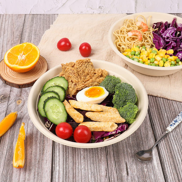 Sugarcane Compostable Bagasse Biodegradable 850ml 1000ml 32oz Tableware Pulp Paper Food Bowl - Fastfoodpak