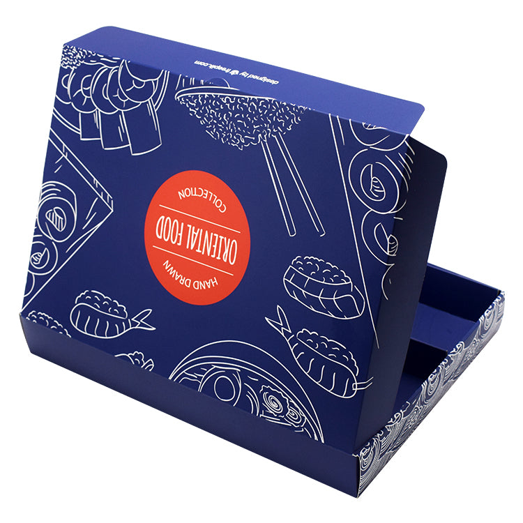 Custom Logo Disposable Biodegradable Food Grade Paper Sushi Takeaway Box with Divider