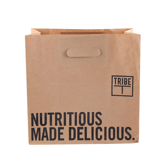 Wholesale Food Grade Kraft Take Away Food Die Cut Paper Bag Packaging with Logo
