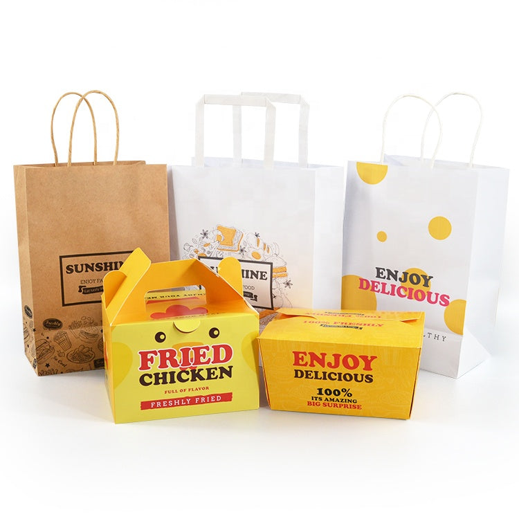 A prueba de aceite Kraft impermeable personalizado blanco marrón papel Kraft bocadillo bolsa de embalaje de alimentos fondo plano en forma de V para llevar comida