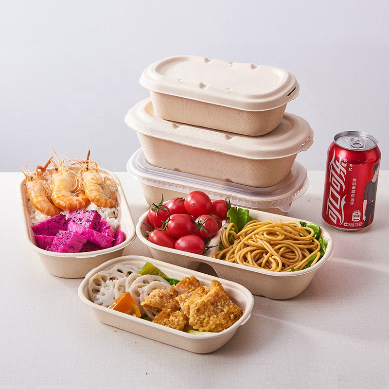 Comercio al por mayor reciclado biodegradable bagazo de caña de azúcar caja de almuerzo contenedor de alimentos
