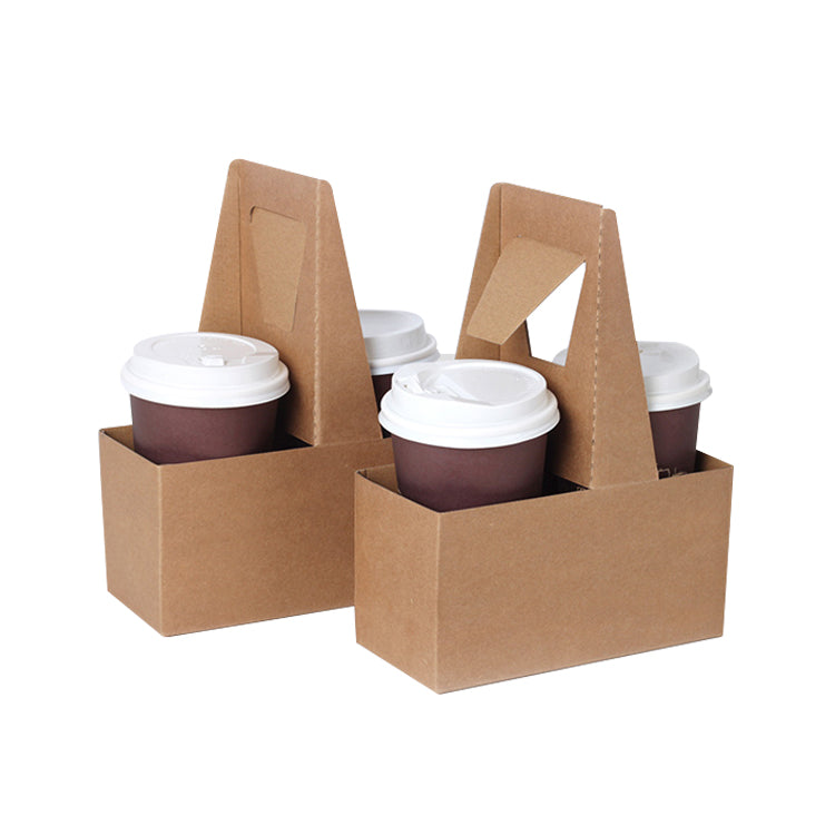 Disposable Corrugated Paper Cup Holder For Coffee Tea Cola Drinking