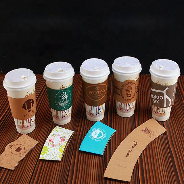 Manchons jetables de tasse de papier de tasse de café imprimés par logo fait sur commande