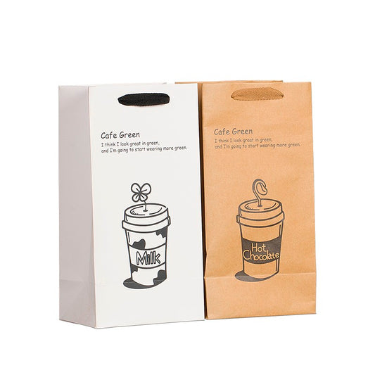 Custom Printed Paper Bag Bakery Food Take away White Brown Bolsa De Papel Kraft Paper Bag With Handle for Food - Fastfoodpak