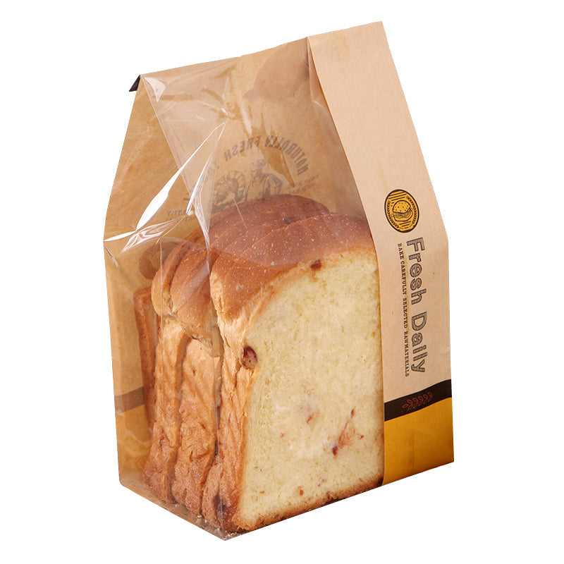 Custom Food Grade Packaging Printing Flat Bottom Resealable Oil Proof Bread Paper Bag