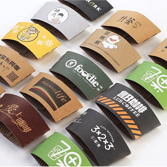 Mangas desechables de la taza de papel de la taza de café impresa logotipo personalizado