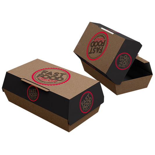 Triángulo personalizado Papel Kraft desechable Foodgrade Embalaje para llevar Caja de hamburguesas