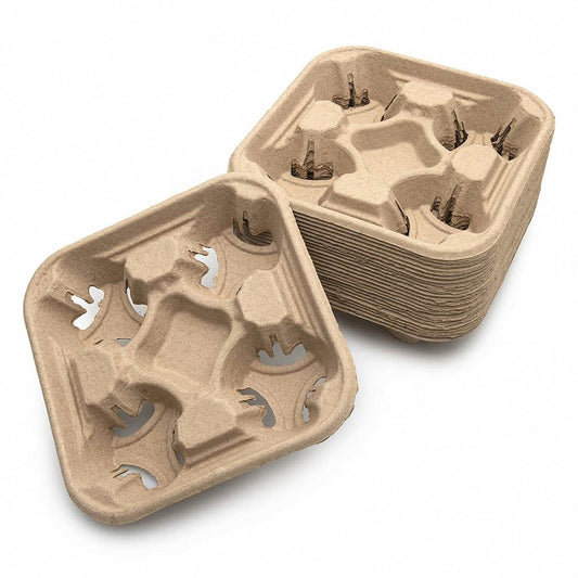 Biodegradable Disposable Pulp Paper Cup Carrier Holder Tray