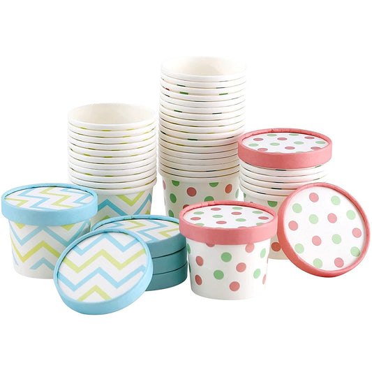 Custom Printed Disposable Yogurt Ice Cream Paper Cup Paper Bowl with Lid