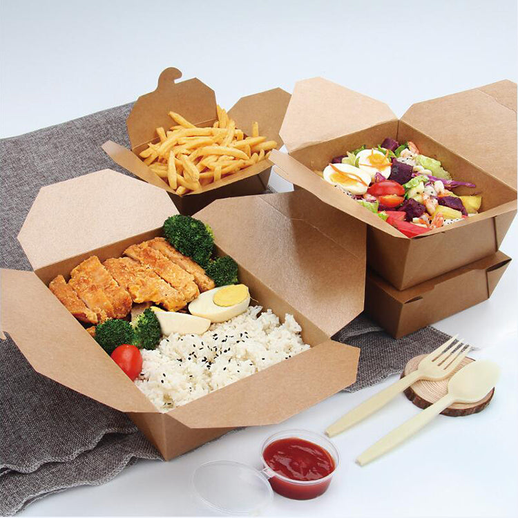 Los alimentos de preparación rápida desechables de papel ecológico sacan cajas de acondicionamiento de alimentos de contenedores