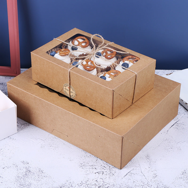 Boîtes à cupcakes avec inserts et fenêtre Boîtes à gâteaux de boulangerie Kraft Pâtisserie pour biscuits