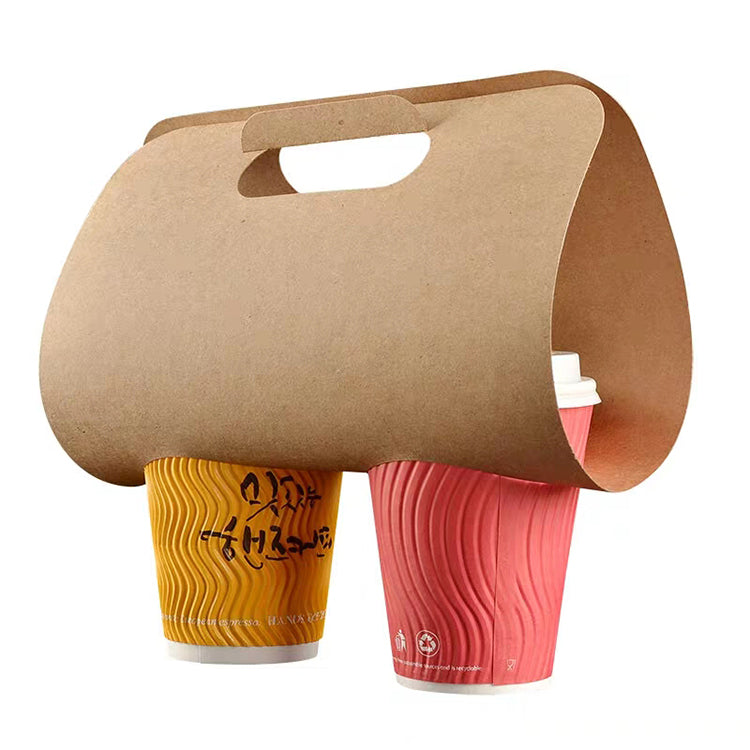 Disposable Take Away Paper Cup Carrier Craft Paper Coffee Cup Holder