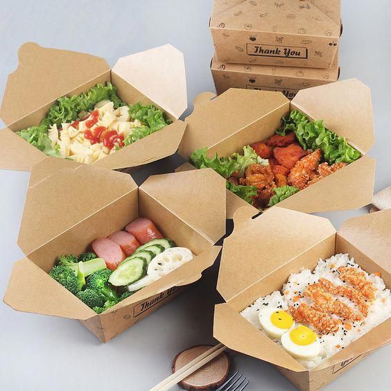 Embalaje de comida rápida de papel impreso biodegradable para llevar desechable personalizado al por mayor