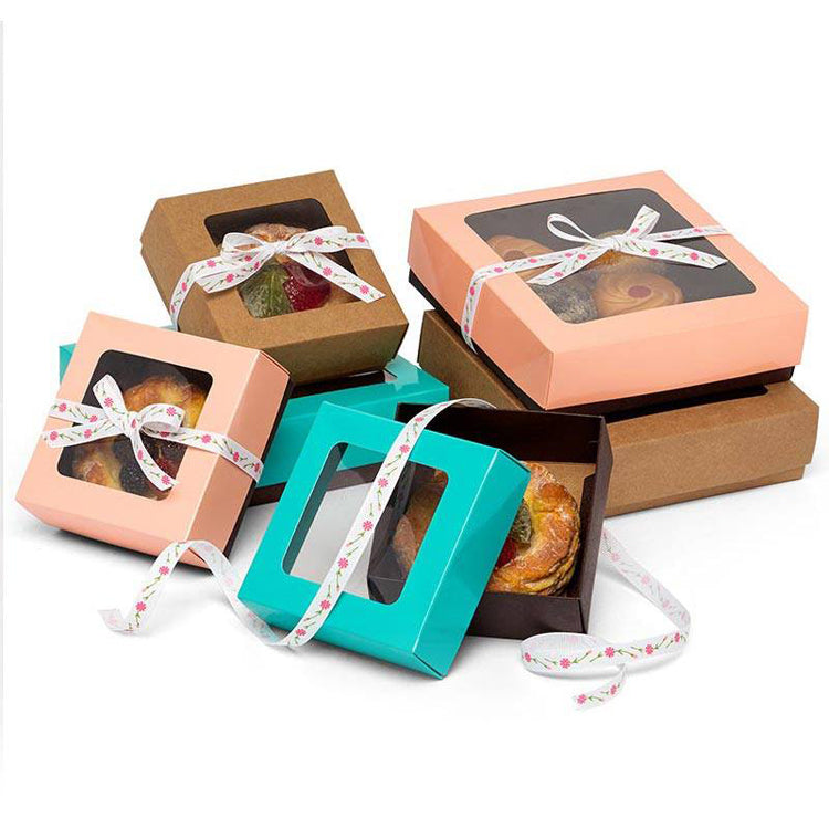 Boîtes de papier en carton de paquet de biscuit de boulangerie de pain imprimées par logo fait sur commande avec la poignée