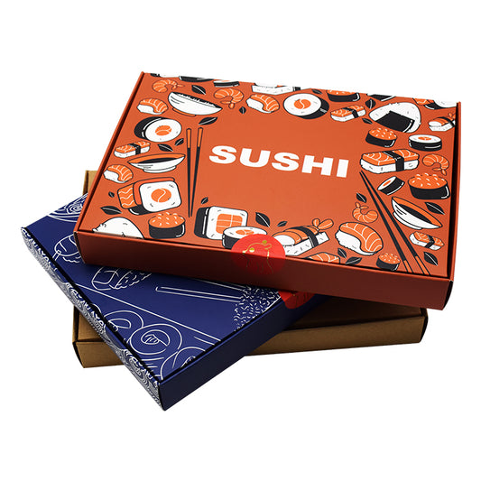 Custom Logo Disposable Biodegradable Food Grade Paper Sushi Takeaway Box with Divider