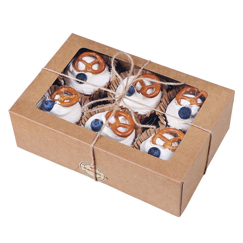 Cupcake Boxes with Inserts And Window Kraft Bakery Cake Boxes Pastry for Cookie