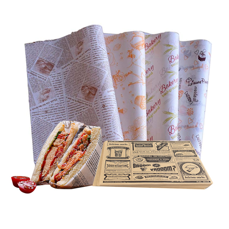 Conception personnalisée d'impression CMJN résistant à l'huile Shawarma Burger papier d'emballage papier ciré pour la nourriture
