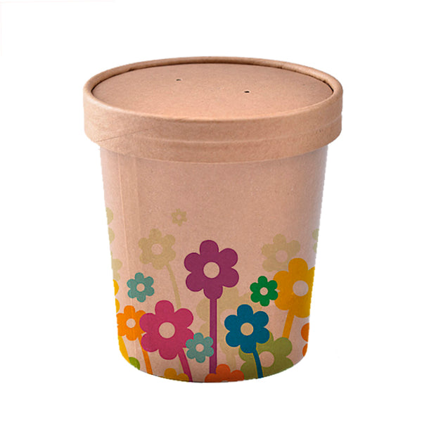 Logo Printed Wholesale Take away Kraft Paper Rice Water Soup Bowls Containers - Fastfoodpak