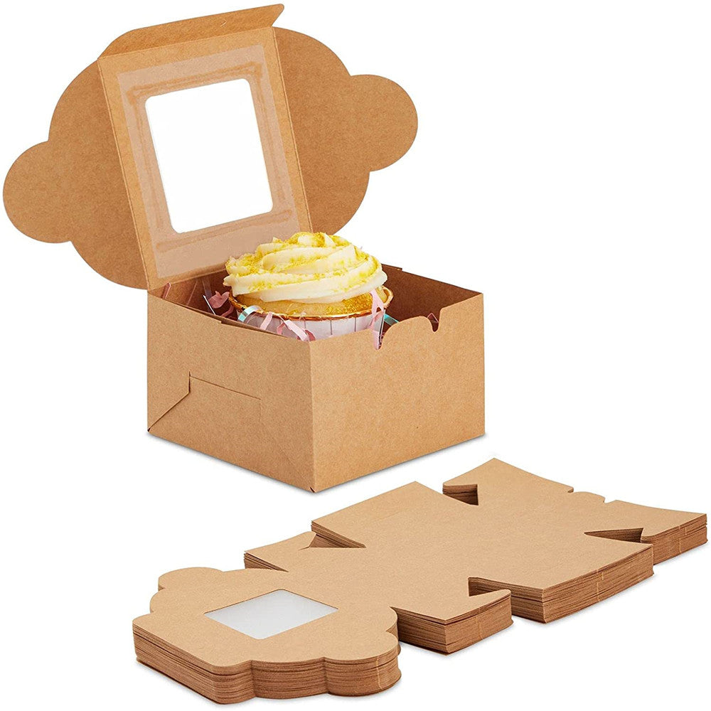 Personalise Custom Kraft Corrugated Paper Box with Windows Cake Bakery