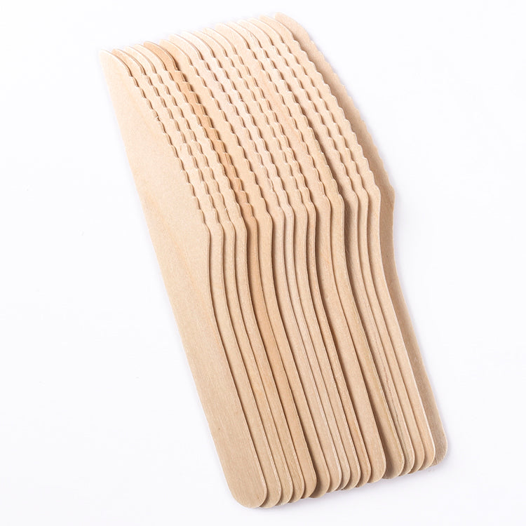 Comida rápida para llevar Cubiertos de madera desechables Juego de cubiertos de madera de papel Kraft