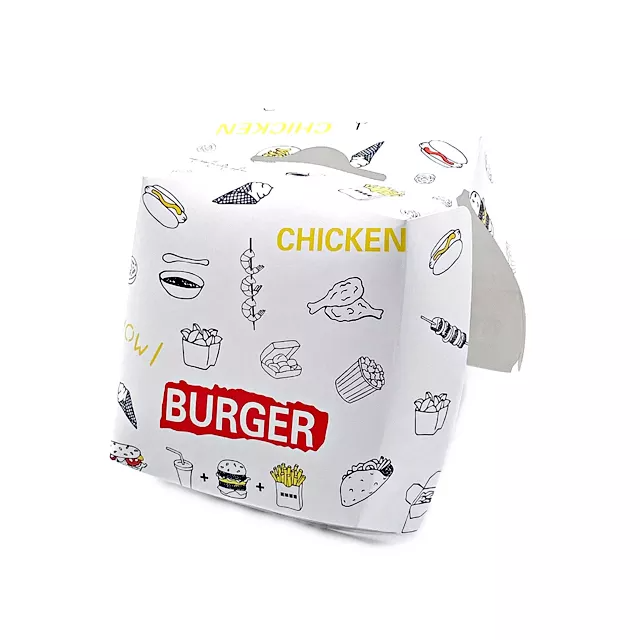 Boîte de hamburger de papier d'emballage d'hamburger de carton de catégorie comestible jetable faite sur commande