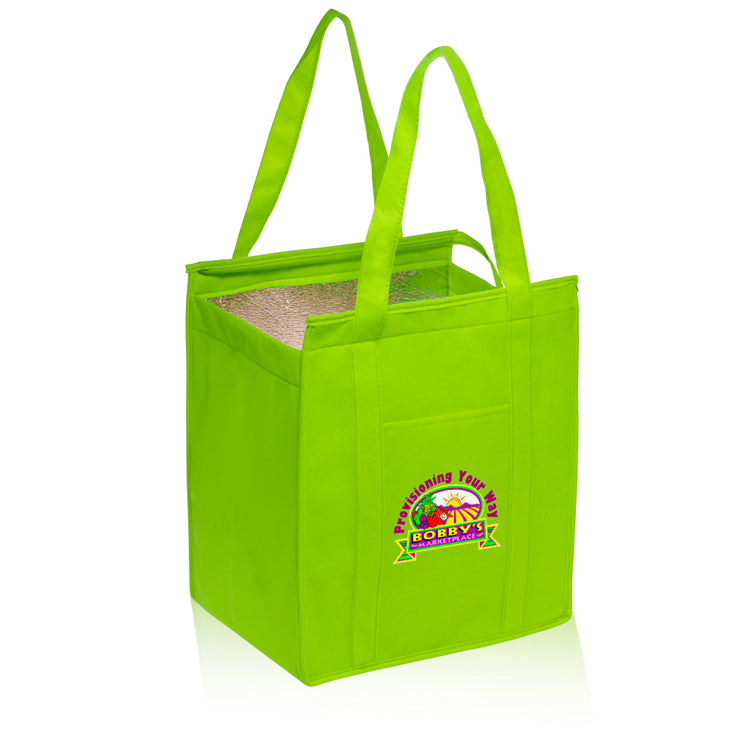 Logo adapté aux besoins du client a imprimé le sac isotherme se pliant de livraison de nourriture d'emballage d'épicerie