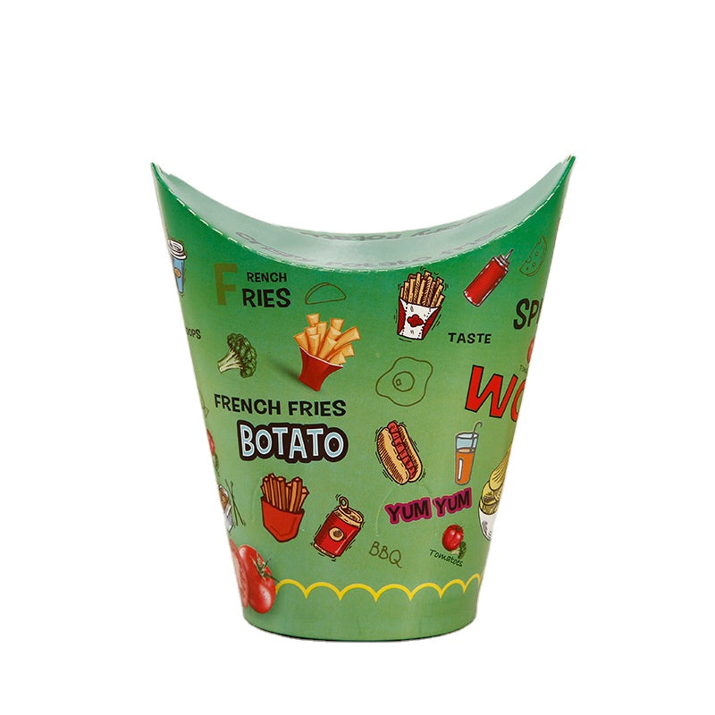 Disposable Take Out Single Sided Scoop Kraft Paper Cup For French Fries Chips Ice Cream Snakes