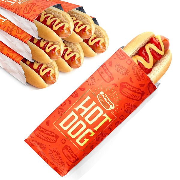 Disposable Paper Foil bag Hot Dog Bags Perfect for Hotdogs or long Salad Rolls bags - Fastfoodpak