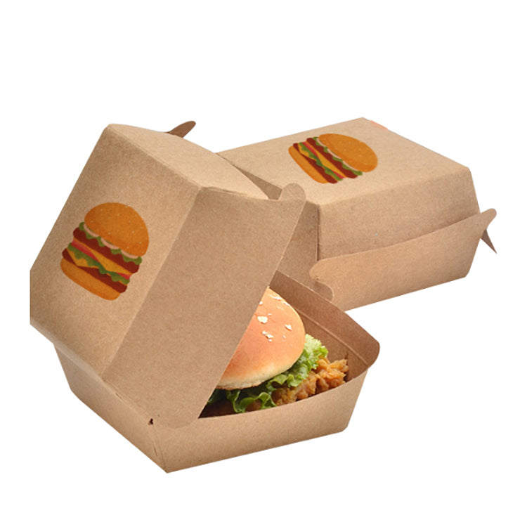 Eco Friendly Compostable Kraft Paper Take Away Food Burger Burger Box