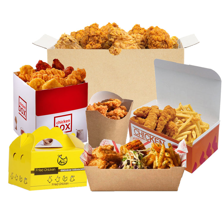 Customized Printed Red Takeaway Fast Food French Fries Chicken Omelet  Packing Box For KFC