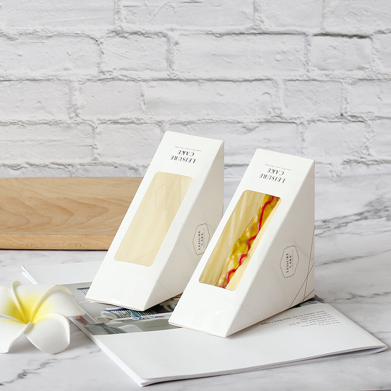Boîte d'emballage alimentaire pour petit-déjeuner sandwich personnalisé avec fenêtre