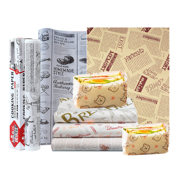 China customized printed fast food oil proof wrapping paper factory and  suppliers