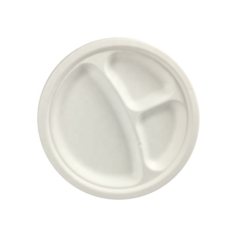 Biodegradable 3 Compartment Disposable Customized Shape Sectional Paper Plates